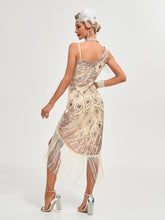 Load image into Gallery viewer, One-shoulder Strap Sequin Irregular Hem Tassel 1920S Gatsby Dress