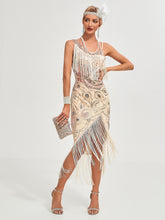 Load image into Gallery viewer, One-shoulder Strap Sequin Irregular Hem Tassel 1920S Gatsby Dress