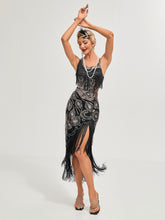 Load image into Gallery viewer, One-shoulder Strap Sequin Irregular Hem Tassel 1920S Gatsby Dress