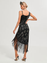 Load image into Gallery viewer, One-shoulder Strap Sequin Irregular Hem Tassel 1920S Gatsby Dress