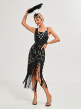 Load image into Gallery viewer, One-shoulder Strap Sequin Irregular Hem Tassel 1920S Gatsby Dress