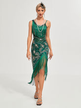 Load image into Gallery viewer, One-shoulder Strap Sequin Irregular Hem Tassel 1920S Gatsby Dress