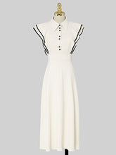 Load image into Gallery viewer, Apricot Ruffles Butterfly Sleeves With Black Edges 1950S Swing Dress