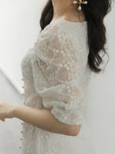 Load image into Gallery viewer, White Lace Ruffled Half Sleeve Square Neck Side Slit Fairy Dress