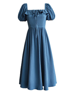 Vintage Blue Mid Century Ruffles Vintage 1950S Prairie Dress