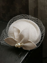 Load image into Gallery viewer, White Pearl Tulle Vintage Lace Half-Hat 1950S Hat