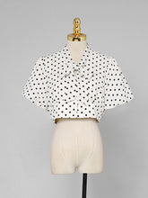 Load image into Gallery viewer, 2PS Tie Bow Cropped Polka Dot Top Apricot Ruffle A-Line Skirt Set