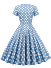 Load image into Gallery viewer, Polka Dots V Neck 1950S Dress With Pockets