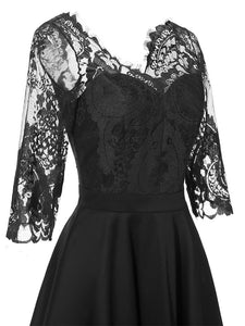 Autumn Long Sleeve V Neck Lace Dress