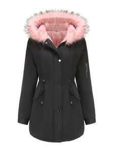 Women's Parka Coat Street Daily Plush Winter Coat Solid Color Oversized Fur Warm Coat