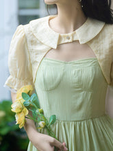 Load image into Gallery viewer, 2PS White Cape With Green Spaghetti Strap 1950S Dress Set