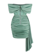 Load image into Gallery viewer, Light Green Off The Shoulder Corset Satin Sexy Gown Party Dress