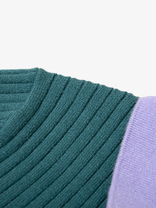 1940S Green High Waist Knitted Sweater Long Sleeve Vinatge Dress