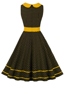 Peter Pan Collar Polka Dots 1950 Vintage Swing Dress