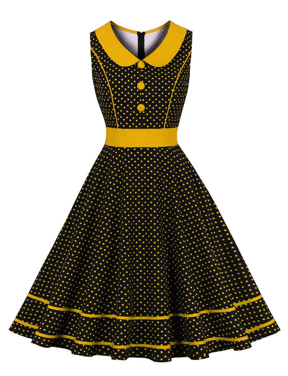 Peter Pan Collar Polka Dots 1950 Vintage Swing Dress