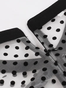 Crew Neck Polka Dots Semi-Sheer 1950S Vintage Dress