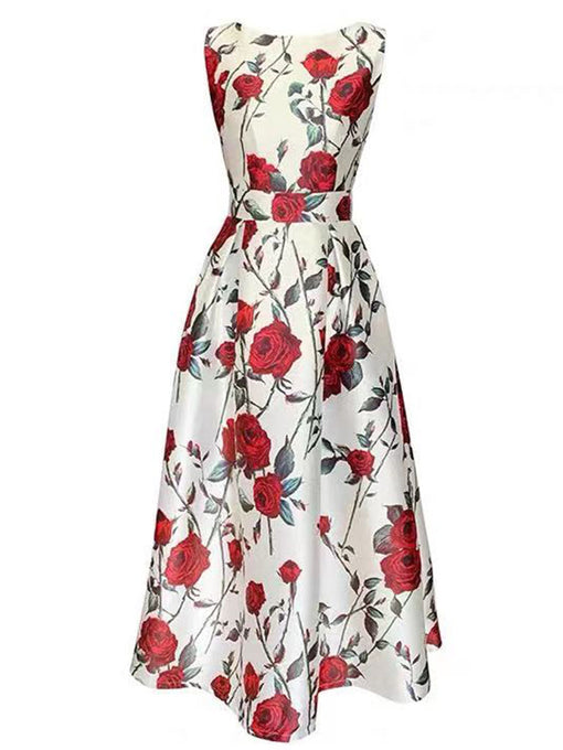 Roce Print Sleeveless Classic 1950S Vintage Garden Party Dress