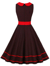 Load image into Gallery viewer, Peter Pan Collar Polka Dots 1950 Vintage Swing Dress