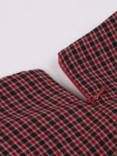 Load image into Gallery viewer, Wine Red Bow Plaid 1950S Vintage Dress With Pockets