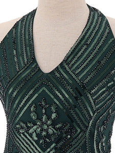 1920S Halter Fringed Sequin Gatsby Flapper Dress