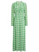 Load image into Gallery viewer, Vintage Green And White V Neck Maxi Dress