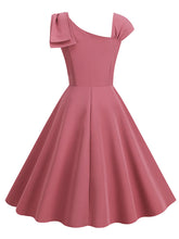 Load image into Gallery viewer, Solid Color Diagonal Collar 1950S Vintage Swing Dress