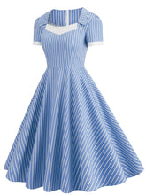 Load image into Gallery viewer, Square Collar Stripe 1950S Vintage Dress