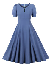 Load image into Gallery viewer, 1950s Blue Puff Sleeve Vintage Styel Party Dress