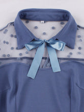 Load image into Gallery viewer, Blue Lace Polka Dots Semi Sheer 1950S Swing Dress