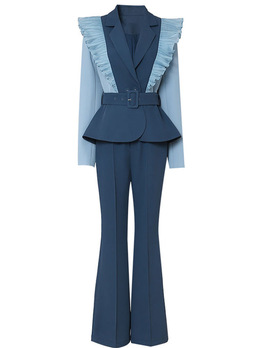 2PS Dark Blue Wasp Waist Coat And Pant 1960S Vintage Suit