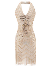 Load image into Gallery viewer, 1920S Halter Fringed Sequin Gatsby Flapper Dress