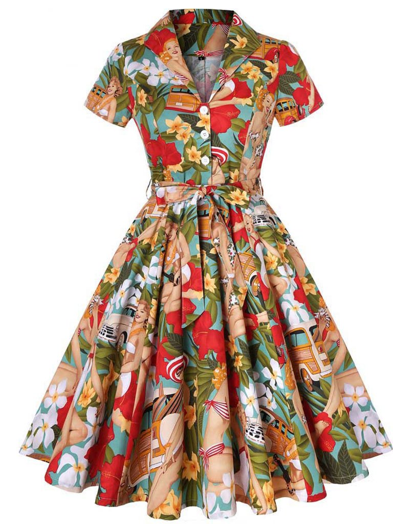 Plus Size Vintage Floral Dress