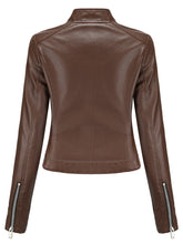 Load image into Gallery viewer, Crop Coat Long Sleeve PU Leather Motorcycle Jacket