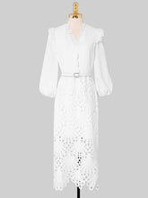 Load image into Gallery viewer, Green V Neck  3/4 Sleeve Lace 1960S Dress