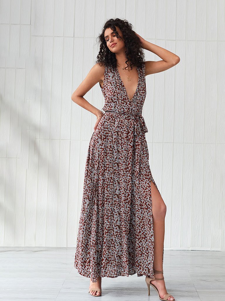 Deep v neck boho clearance dress