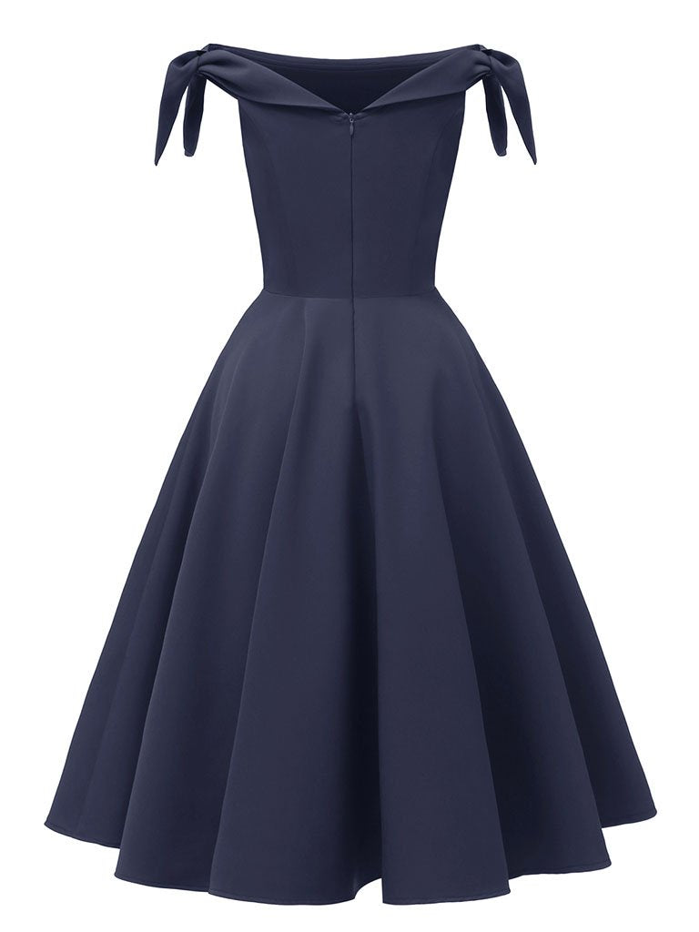 High Waist 1950s Off Shoulder Bow Dress – Jolly Vintage