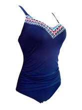 Load image into Gallery viewer, 

Blue 3D Print Strap Backless Retro Style One Piece Swimwear