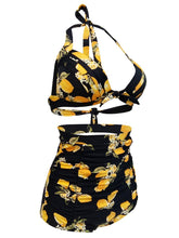 Load image into Gallery viewer, Retro Style High Waisted Sexy Backless Floral Two Pieces Swimsuit Sets