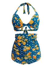 Load image into Gallery viewer, Retro Style High Waisted Sexy Backless Floral Two Pieces Swimsuit Sets