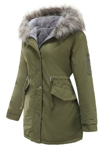 Women's Parka Coat Street Daily Plush Winter Coat Solid Color Oversized Fur Warm Coat