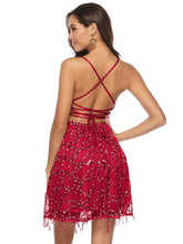 Load image into Gallery viewer, Sequin Spaghetti Strap Cross Back Party Prom Dress